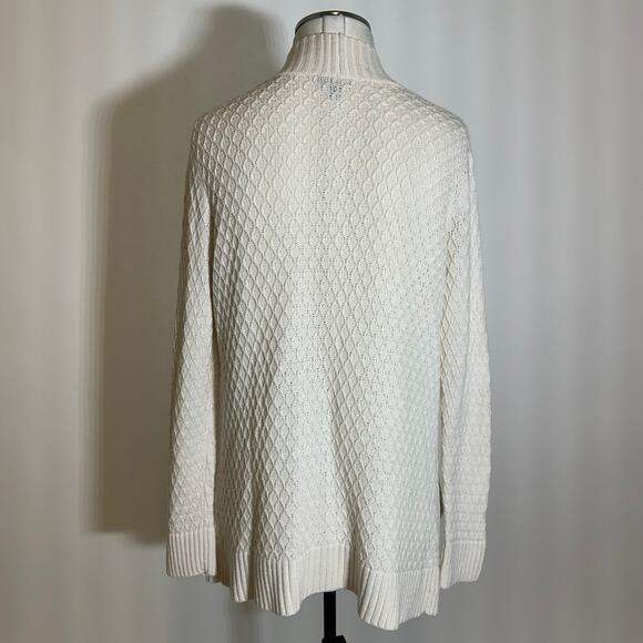 Talbots Cream Lambswool Blend Open Front Cardigan Sweater Womens Petite Size MP - Picture 7 of 12